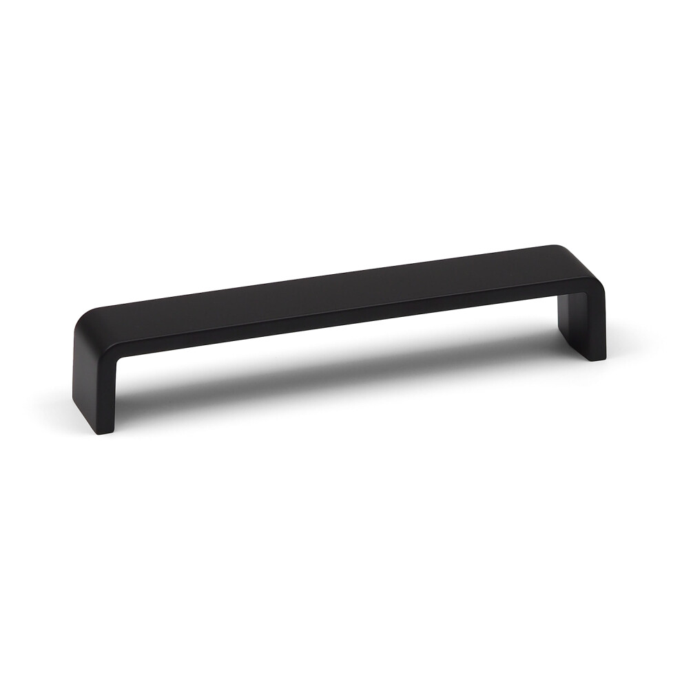 (160Mm Handle) Matt Black Cupboard Handles Square D-Bar 5056767303606