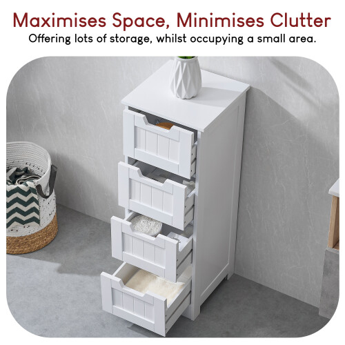 (White) Priano 4 Drawer Freestanding Storage Bathroom Unit 1