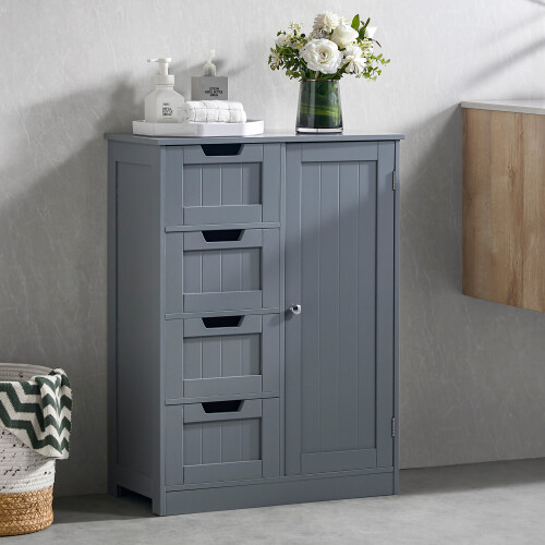 (Grey) Priano 4 Drawer 1 Door Freestanding Storage Unit