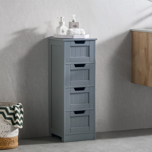 (Grey) Priano 4 Drawer Freestanding Storage Bathroom Unit