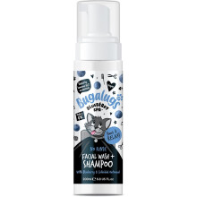 Bugalugs Cat Face Wash Dry Shampoo for Cats, Blueberry Spa Facial no rinse shampoo tear stain remover for cats eyes hypoallergenic fragrance