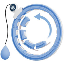(Light Blue) SPORTNOW Smart Weighted Hula Hoop for Adults, Hula Ring with 16 Detachable Knots, 360 Auto-Rotating Ball and Digital Counter, Massage Hula Circle