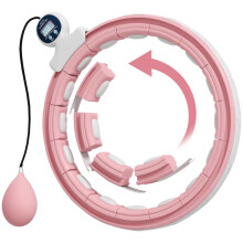 (Pink) SPORTNOW Smart Weighted Hula Hoop for Adults, Hula Ring with 16 Detachable Knots, 360 Auto-Rotating Ball and Digital Counter, Massage Hula Circle