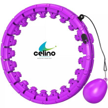 (Purple) Weighted Hula Hoop with Ball Adjustable 24 Knots Fitness Weight Loss Exercise