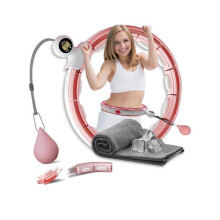 (Pink) Infinity Smart Hula Hoops with 16 Knots, 360 Degree Auto-Spinning Ball Massa, Weighted Hula Hoop for Adults - Premium Quality ABS Materials