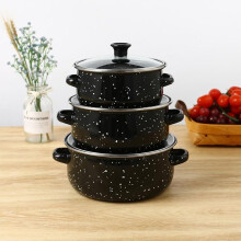 (Black, 3pcs/set) Kitchen Soup Pot Set, 3 Counts/set High-Temperature Resistant Stockpot with Lid & Handle, Household Kitchen Cookware for Daily Use, Summer for Gift