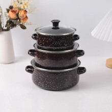 (Coffee Brown, 3pcs/set) Kitchen Soup Pot Set, 3 Counts/set High-Temperature Resistant Stockpot with Lid & Handle, Household Kitchen Cookware for Daily Use, Summer for Gift