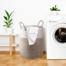 (black) GoDyna 58L Cotton Rope Basket Large Blanket Woven Storage Organiser Nursery Laundry