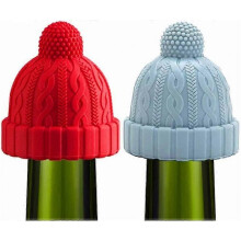 2 Pack Decorative Wine Stoppers Silicone Bottle Stoppers Reusable Wine Keeper Wine Bottle Stoppers (Blue and Red)
