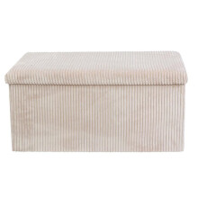 (Cream) Black or Cream Foldable Corduroy Storage Box with Lid,Footrest with Storage,Rectangle Soft Touch Corduroy Finish,77cmx38cmx38cm Home Organizer