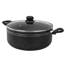 (32cm) Royalford (24cm-32cm) With Glass Lid Casserole Dish Stockpot Non-Stick Cookware Soup Stew Pan with Lid Kitchen Induction Aluminium Oil Cooker