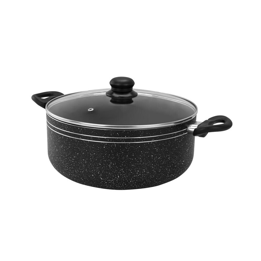 (32cm) Royalford (24cm-32cm) With Glass Lid Casserole Dish Stockpot Non-Stick Cookware Soup Stew Pan with Lid Kitchen Induction Aluminium Oil Cooker