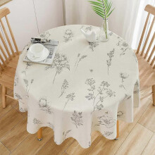 Round Tablecloth Beige Printing 150cm, Small Round Tablecloth Round Wipe Clean Tablecloth Round Tablecloth