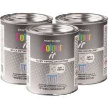 3 x 300ML WHITE UNDERCOAT TIN PAINT MATT FINISH QUICK DRYING
