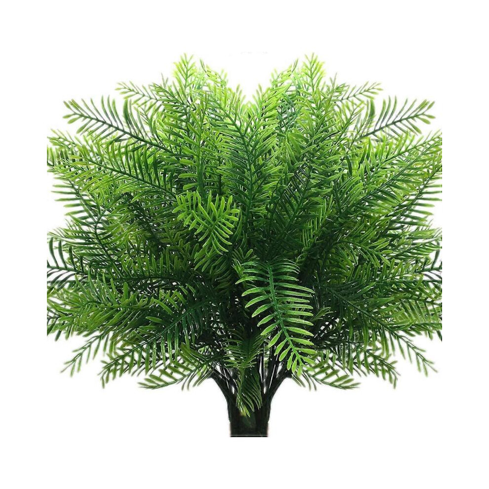 Arbuste Artificiel, Plante Plastique Bambou Faux Arbuste Vert Feuille Verte Mariage Intérieur Extérieur Maison Jardin Balcon 6 Pcs