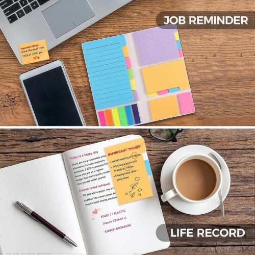 Sticky Notes Set, Divider Self-Adhesive Notepad Case for Planner Bullet Journal Notebook 2