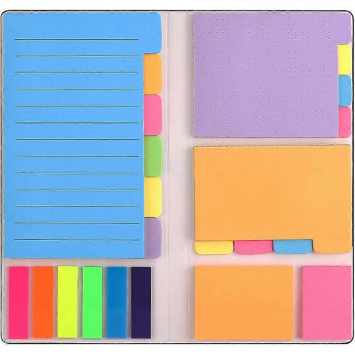 Sticky Notes Set, Divider Self-Adhesive Notepad Case for Planner Bullet Journal Notebook