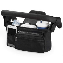 Baby Stroller Organizer, Detachable Zippered Pocket, Adjustable Shoulder Strap