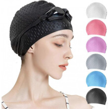 Silicone Swim Cap,Comfortable Bathing Cap Ideal for Curly Short Medium Long Hair, Swimming Cap for Women and Men