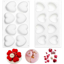 Heart Shape Chocolate Mould Multi Cube Mould, Silicone Mould for Baking Chocolate Cake and Making 3D Handmade Candles (2 Pcs)
