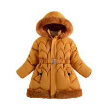(Yellow, 4-5Years) Kids Girls' Coat Jacket Warm Winter Fur Hooded UK