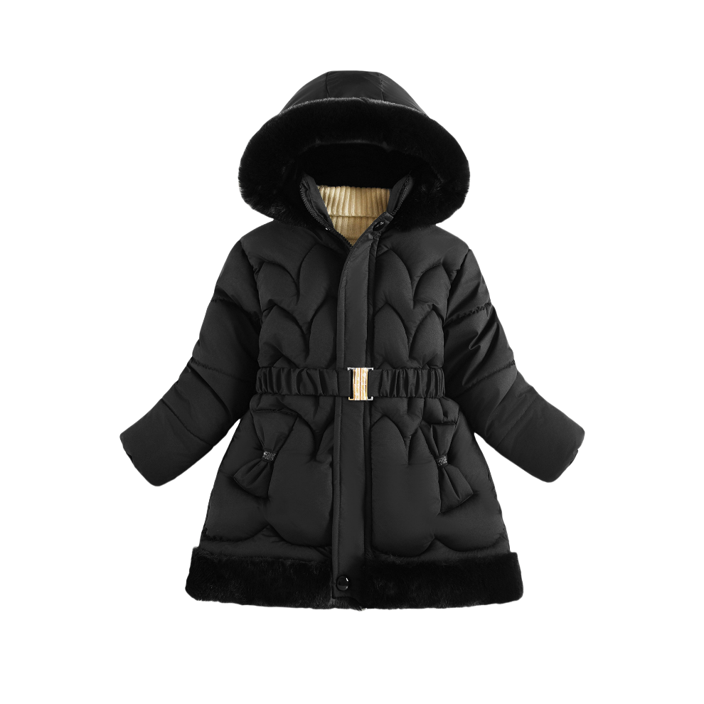 Xcsgsra (Black, 5-6Years) Kids Girls' Coat Jacket Warm Winter Fur Hooded Uk Multicoloured