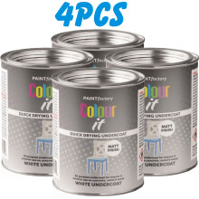4 x 300ML WHITE UNDERCOAT TIN PAINT MATT FINISH QUICK DRYING