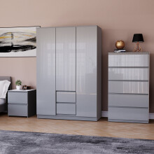 (Grey) Glinton 3pc Bedroom Furniture Set High Gloss (8)