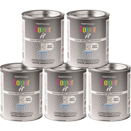 5 x 300ML WHITE UNDERCOAT TIN PAINT MATT FINISH QUICK DRYING