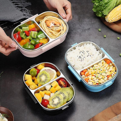 Stainless Steel Lunch Box Compartments Leak-proof Thermal Removable Handle Box 2