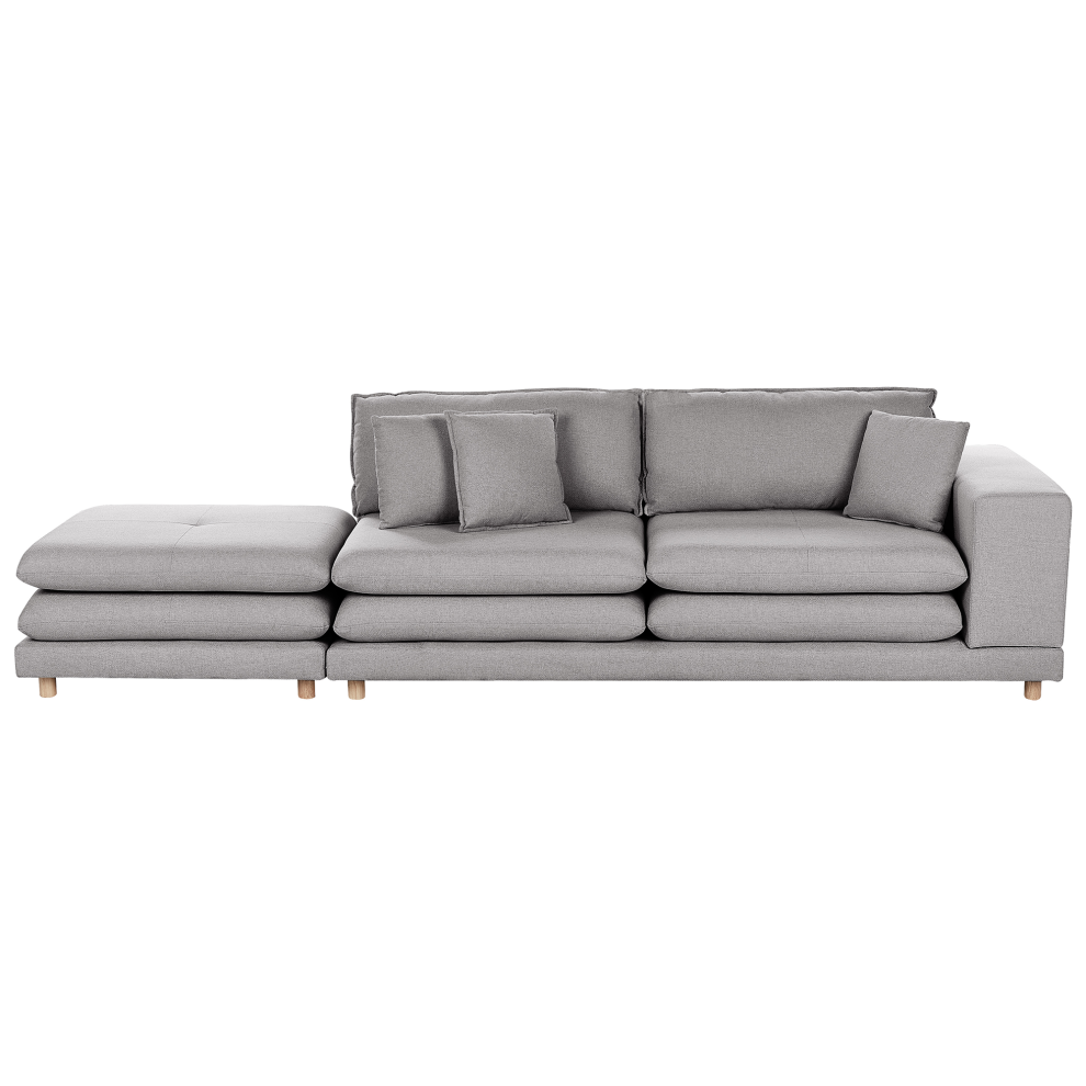 Sofa 2 Seater HEDEN Fabric Grey with Ottoman