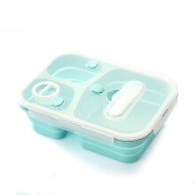 Outdoor Folding Silicone Microwave Fresh Keeping Portable Grid Lunch Bento Box
