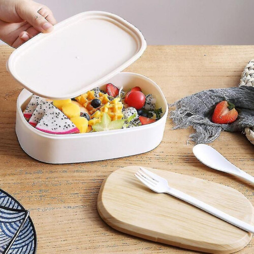 Japanese-style Double-layer Strapped Bento Box Wood Grain Lunch Box 1