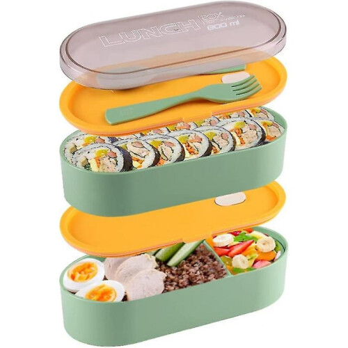 Japanese Bento Box Adult Lunch Box,stackable 3 Layer Bento Box with Sauce Container