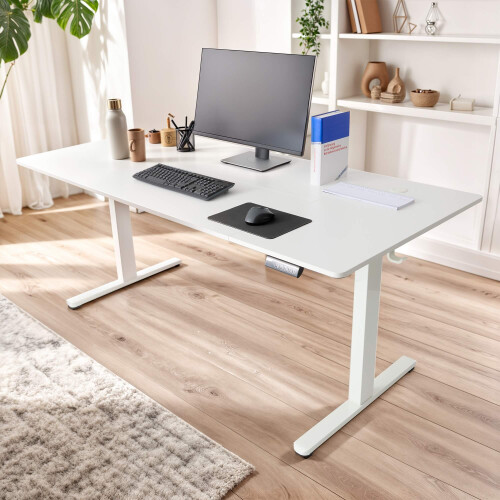 AREBOS AREBOS electrically height-adjustable desk 180x80 cm | Memory function | Adjustable computer desk 72-118 cm | Standing desk | Stand-sit desk | White 1