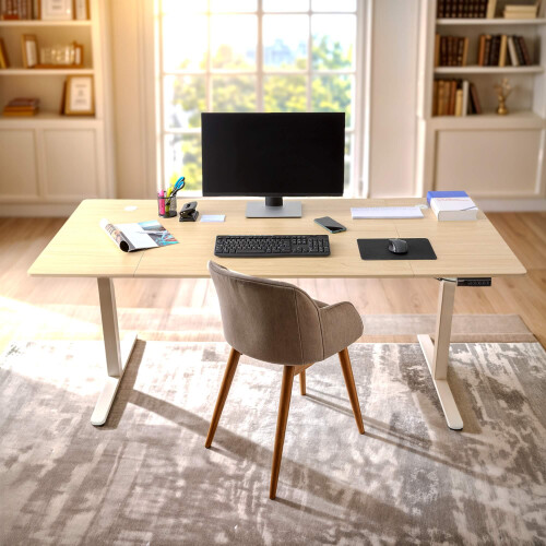AREBOS AREBOS electrically height-adjustable desk 160x80 cm | Memory function | Adjustable computer desk 72-118 cm | Standing desk | Stand-sit desk | Beige 1