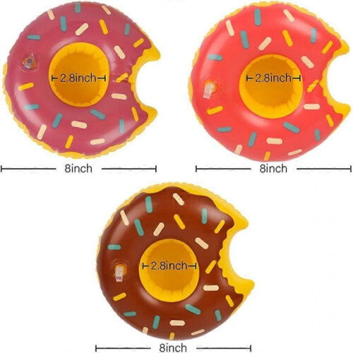 Inflatable Drink Holder, 12 PCS 8 Inches Donuts Floating Coasters 1