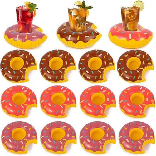 Inflatable Drink Holder, 12 PCS 8 Inches Donuts Floating Coasters