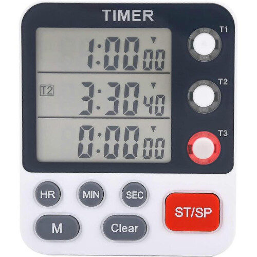 3 Channel Timer, Triple Digital Kitchen Timers,Multiple Count Up/Down Timer for Cooking Studying 1