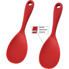 Silicone Rice Paddle Spoon Set of 2,Non Stick Heat Resistant Kitchen Gadge Rice Spoon,Rice Scooper,Rice Spatula (Red)