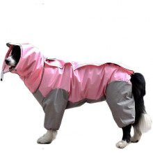 Pink Dog Raincoat with Detachable Hoodie, Drawstring Coat, 10 Sizes