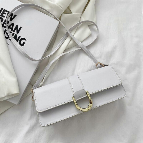 Women's Shoulder Bag, Simple Square Shape, Adjustable Shoulder Strap 25 * 11.5 * 6 Cm (White)