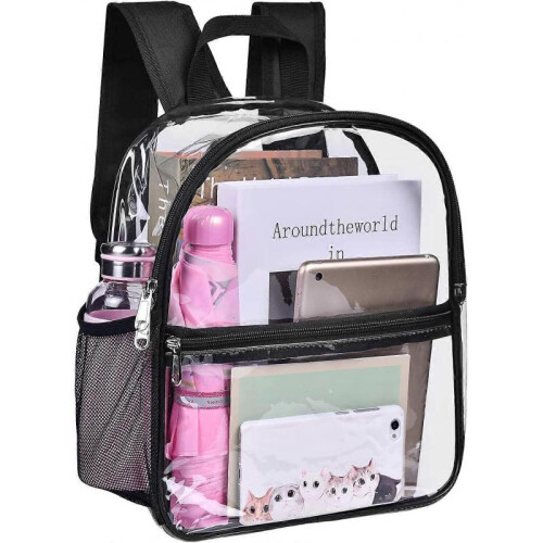 Clear Mini Backpack Stadium Approved, Waterproof Transparent Backpack for Work & Sport and etc(black) 2