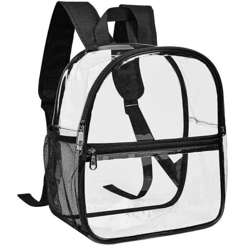 Clear Mini Backpack Stadium Approved, Waterproof Transparent Backpack for Work & Sport and etc(black) 1