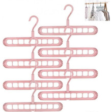 Magic Coat Hanger, Coat Hanger, Multifunctional, Rotatable, Shockproof, Foldable, 8 Pieces for Dormitory, Workplace, Pink
