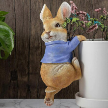 Resin Miniature Garden Statues - Hanging Decoration, Blue Rabbit