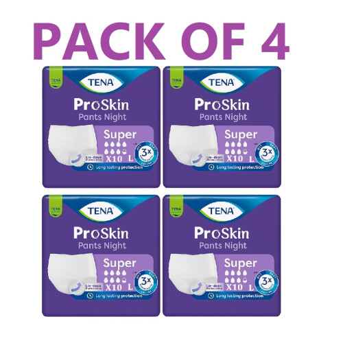 TENA ProSkin Pants Night Super - Large - 4 Packs of 10