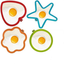 Set of 4 Silicone Fried Egg Molds for Frying Pan, Egg Rings Silicone Pancake Mold Egg Shape in Star Heart Circle Flower Round Motif.