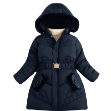 (Dark Blue A3, 7-8Years) Kids Girls' Coat Jacket Warm Winter Hooded Fleece