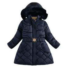 (Dark Blue B3, 4-5Years) Kids Girls' Coat Jacket Warm Winter Hooded Fleece